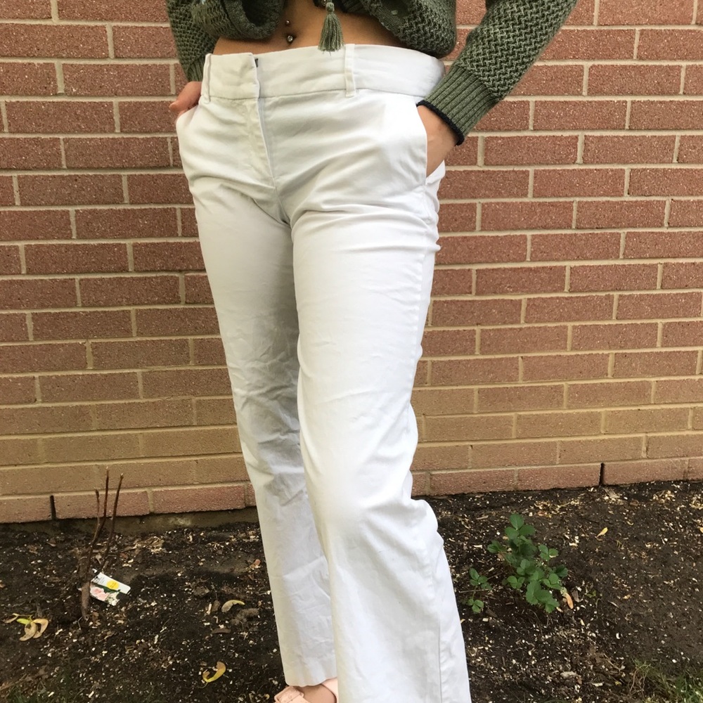 White low rise pants